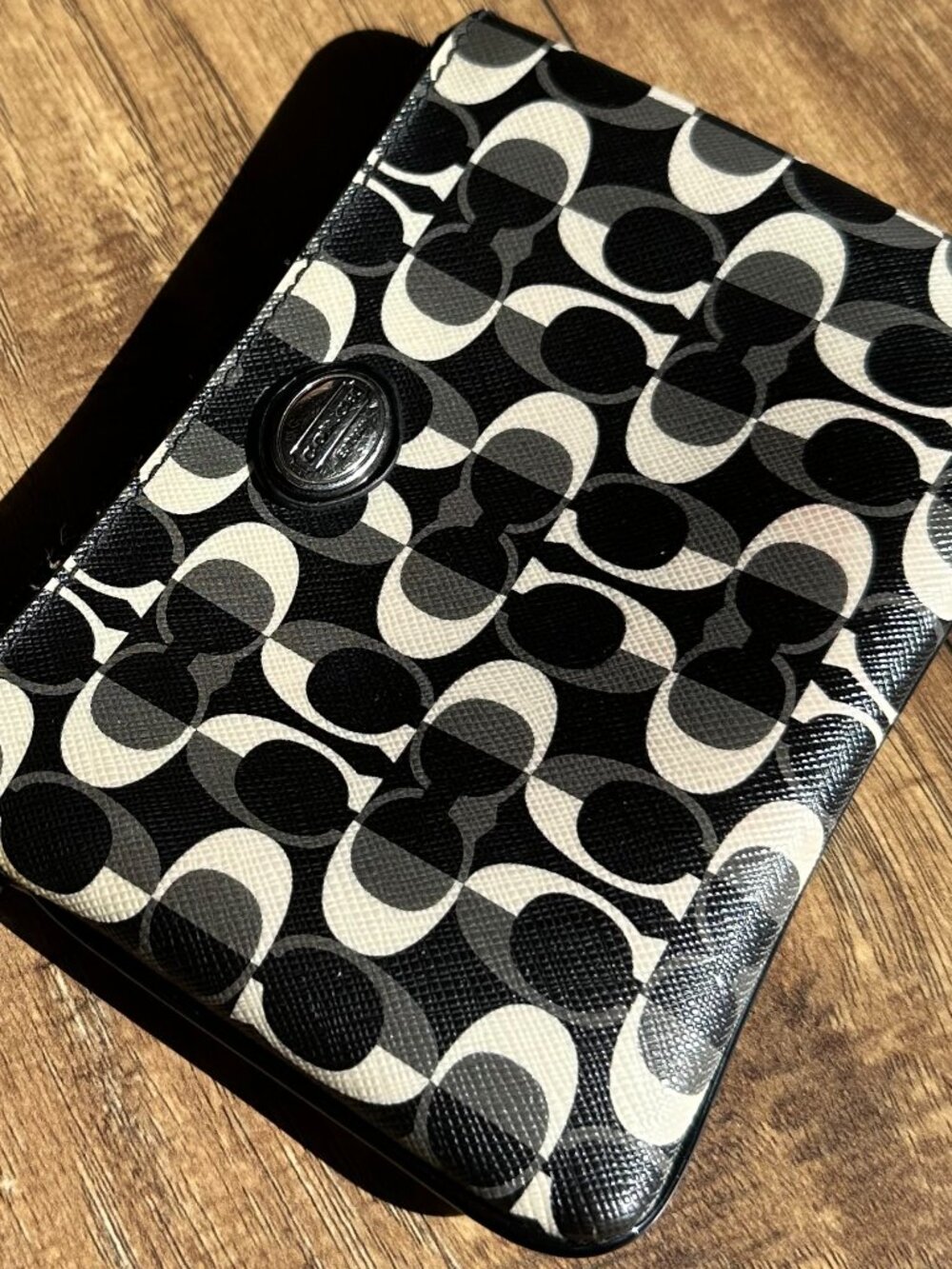 Coach Wristlet Black, White & Grey  4"X 6" Pre-owned